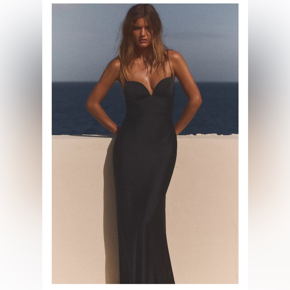 ZARA LONG SATIN EFFECT DRESS - Picture 1 of 6